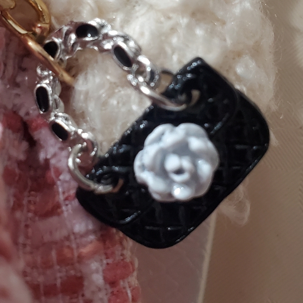 Natasha Couture Pink and Cream Teddy Bear Purse Charm - Picture 5 of 6